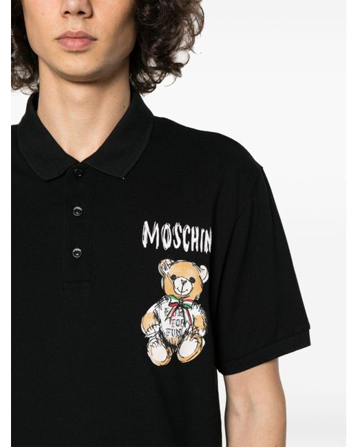 Moschino Poloshirt mit Teddy in Black für Herren