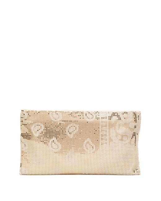 Benedetta Bruzziches Natural Bandana-Print Clutch Bag