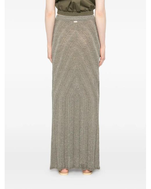 Twinset Gray Patterned Midi Skirt