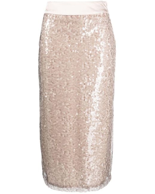 Peserico Natural Sequin-embellished Midi Skirt