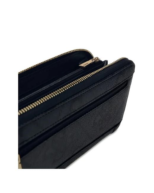 Guess Black Logo Patterned Zip Wallet