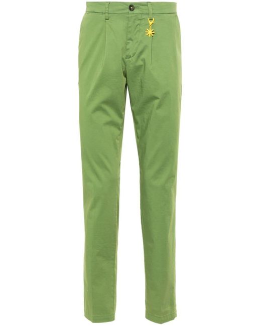 Manuel Ritz Green Garment-dyed Straight Trousers for men