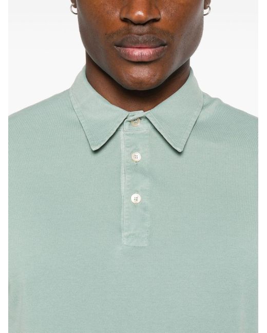 Fedeli Green Piqué-weave Polo Shirt for men