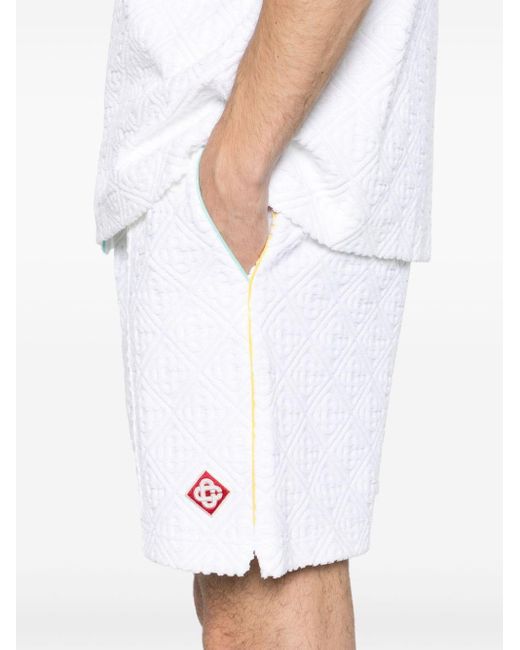 Casablancabrand White Monogram-embossed Towelling Shorts for men