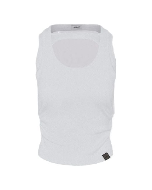 SRVC Studio White Cut-Out Ruched Tank Top