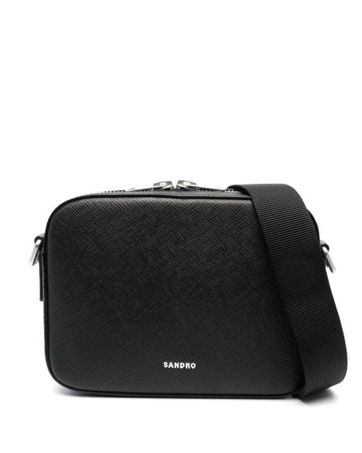 Sandro Black Small Reconstituted Leather Bag for men