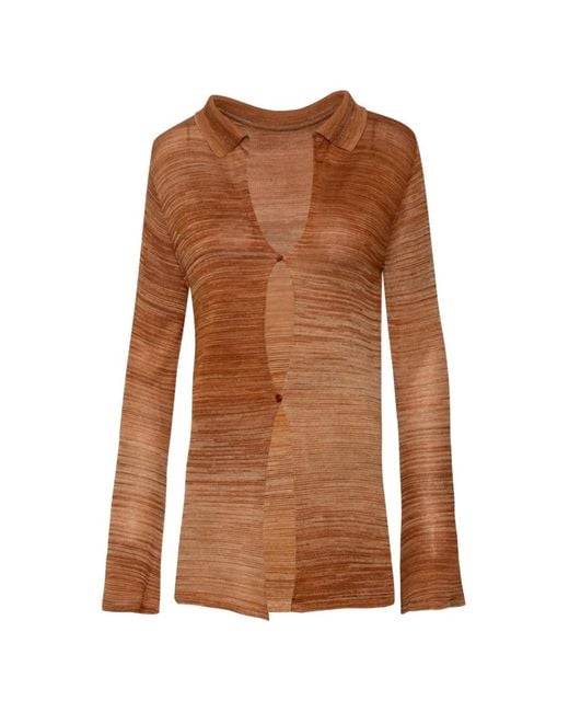 Baobab Brown Helena V-Neck Cutout Knit Shirt