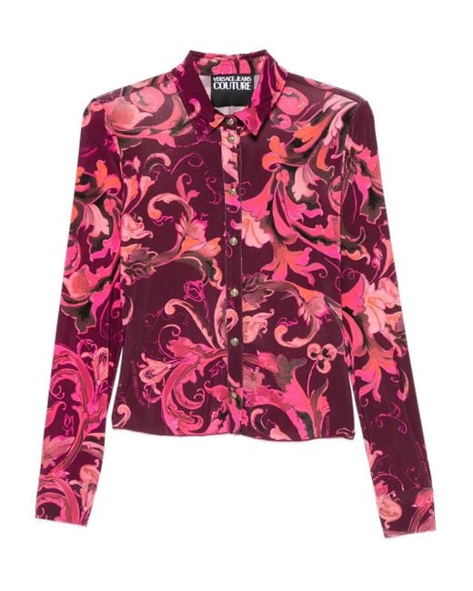 Versace Jeans Couture Red Porcelain Barocco Button-Up Shirt