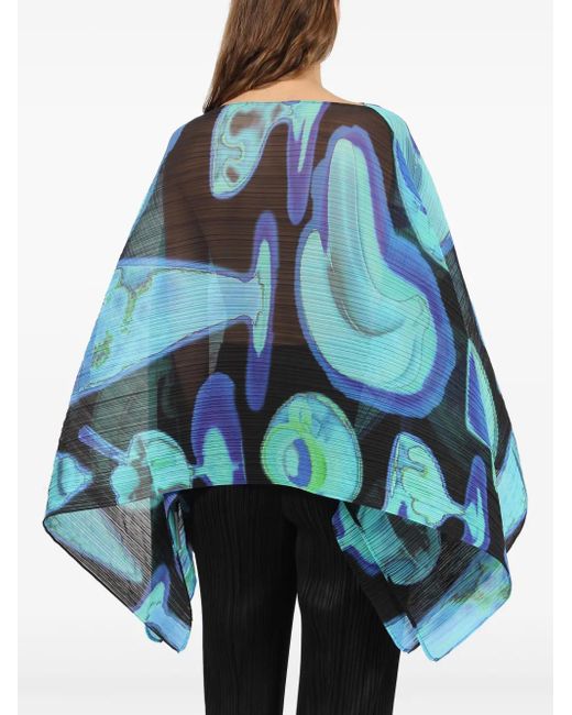 Pleats Please Issey Miyake ポンチョスタイル トップ Blue