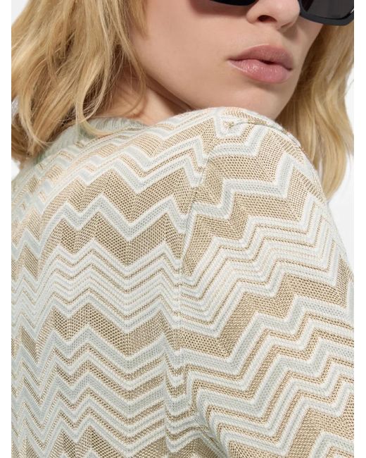 Missoni White Zig Zag Viscose And Wool Crewneck Sweater