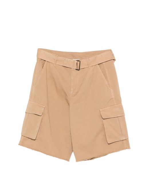Laneus Natural Belted Button Cargo Shorts for men