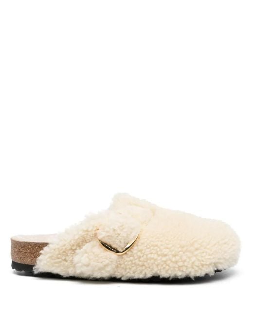 Birkenstock Natural Boston Buckled Platform Mules