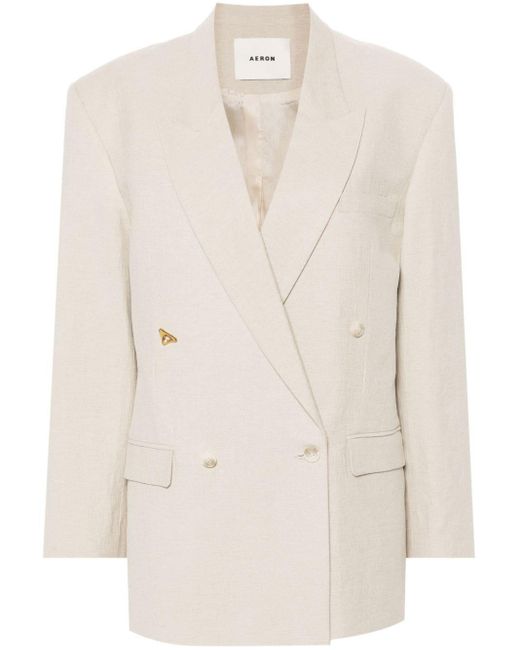 Aeron Natural Textured Double-breasted Blazer