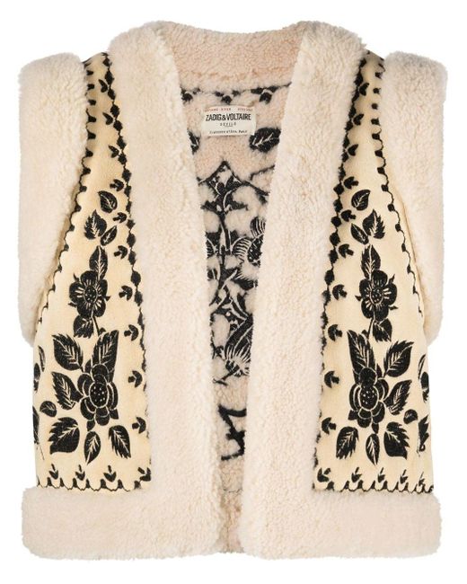 Zadig & Voltaire Feti Shearling Waistcoat in Natural | Lyst