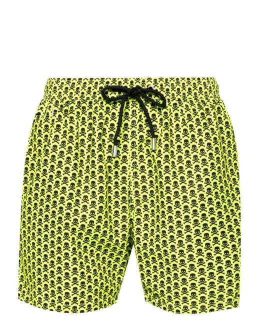 Mc2 Saint Barth Green Lighting Skull-print Swim Shorts for men