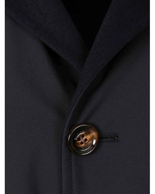 KIRED Black Button-Fastening Collared Coat for men