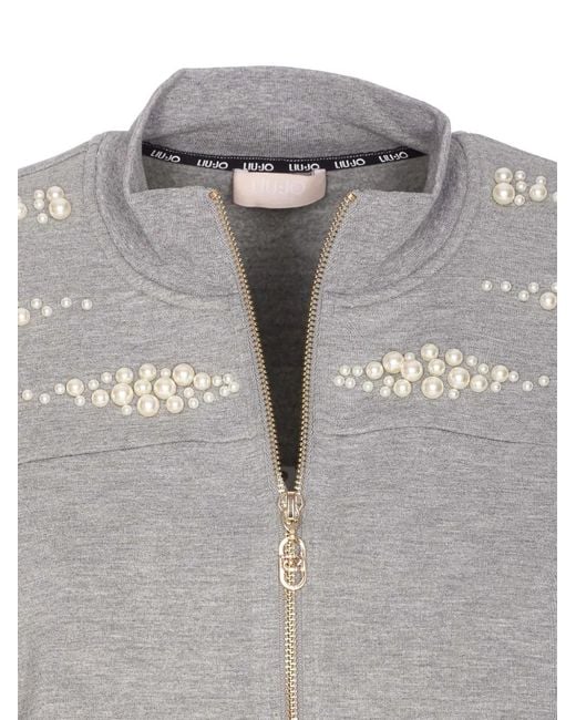 Liu Jo Gray Zip-Up Sweatshirt