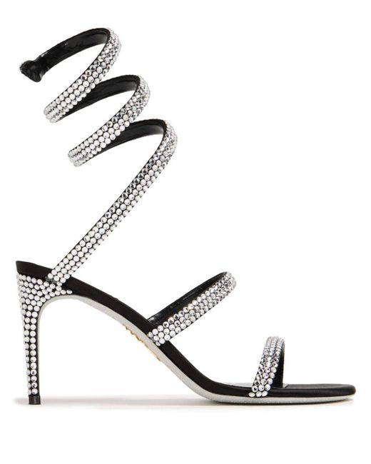 Rene Caovilla White Cleo Crystal-embellished Sandals
