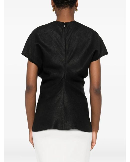 Totême Black Ruched-Waist Top
