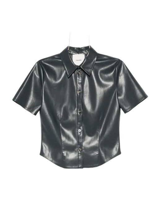 Nanushka Clare Blouse Met Korte Mouwen En Knopen in het Gray