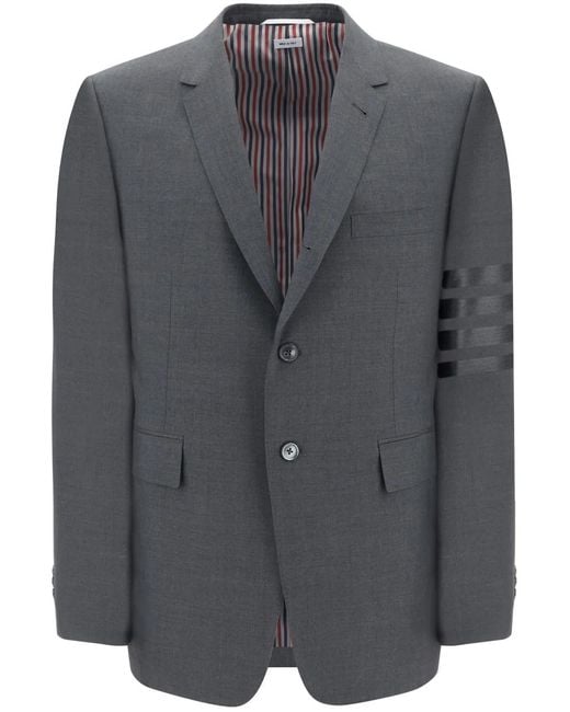 Thom Browne Gray Wool Single-breasted Blazer Jacket for men