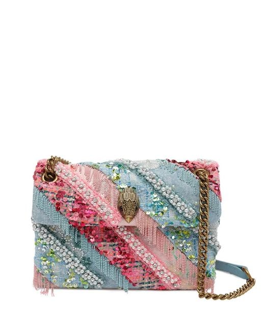 Kurt Geiger Gray Medium Kensington Fringes Cross Body Bag