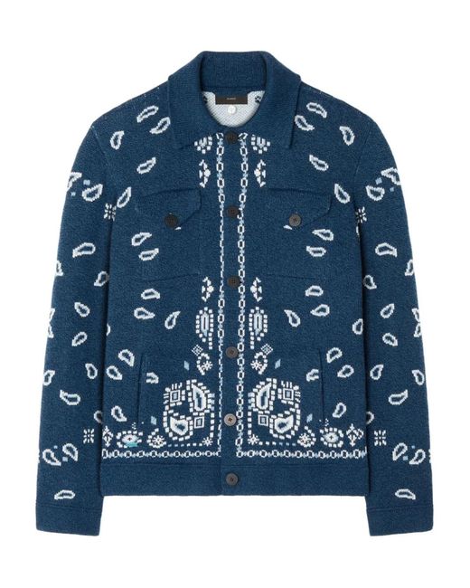 Alanui Blue Paisley Jacquard Cardigan for men