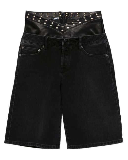 all in Black Double Jeans-Shorts