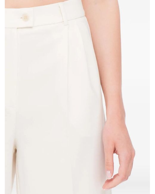 MEDEA White Pleated High-Waisted Shorts