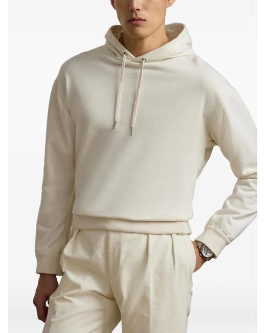 Ralph Lauren White Drawstring Hoodie for men