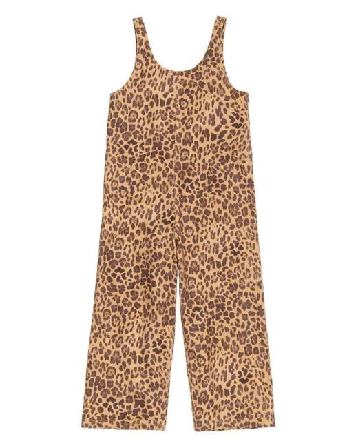 Bimba Y Lola Brown Leopard-Print Denim Jumpsuit