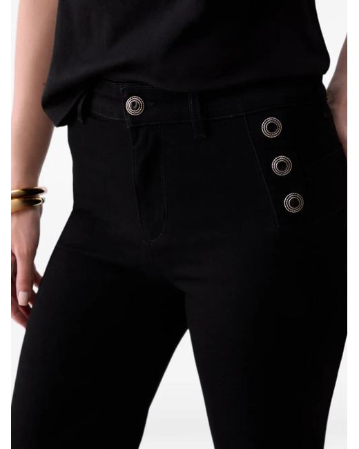 Liu Jo Black Flare Jeans With Jewel Buttons