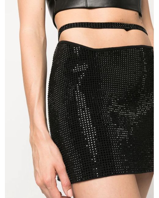 ANDREADAMO Black Rhinestone-Embellished Miniskirt