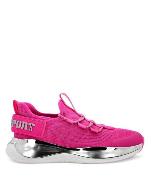 Philipp Plein Pink Runnr Logo-Plaque Knitted Sneakers