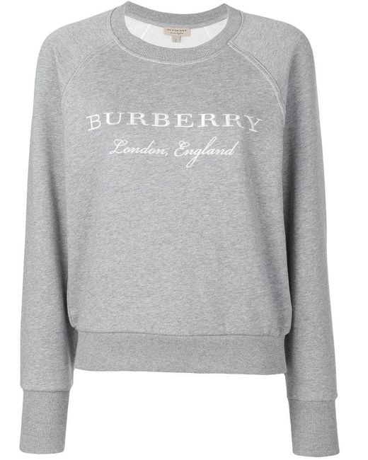 Burberry Gray Logo Embroidered Sweatshirt