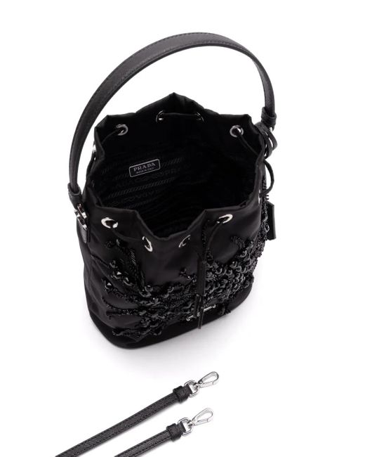 Bolso Shopper Con Logo Triangular Prada de color Black