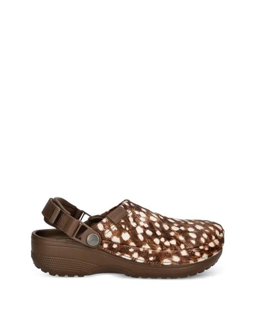 CROCSTM Brown Fawn-Print Touch-Strap Slides