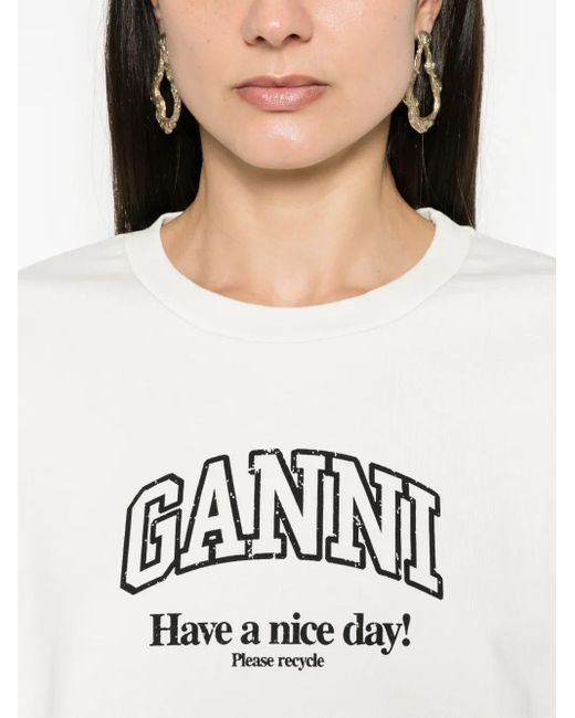 Ganni White Organic Cotton Oversized Sweatshirt