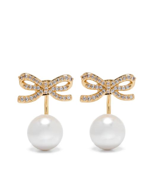 Self-Portrait White Pearl Bow Earrings
