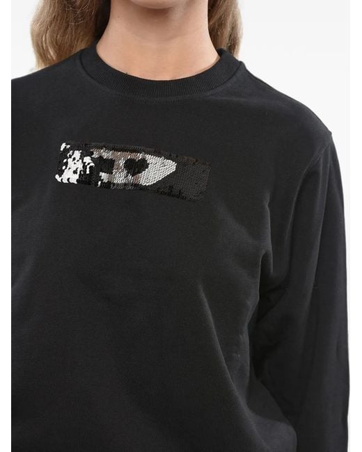 DIESEL Black Sequin-Logo Long-Sleeve Sweatshirt