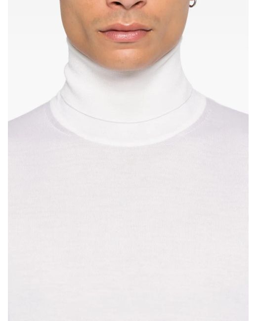 Zegna White Roll-Neck Long-Sleeve Sweater for men
