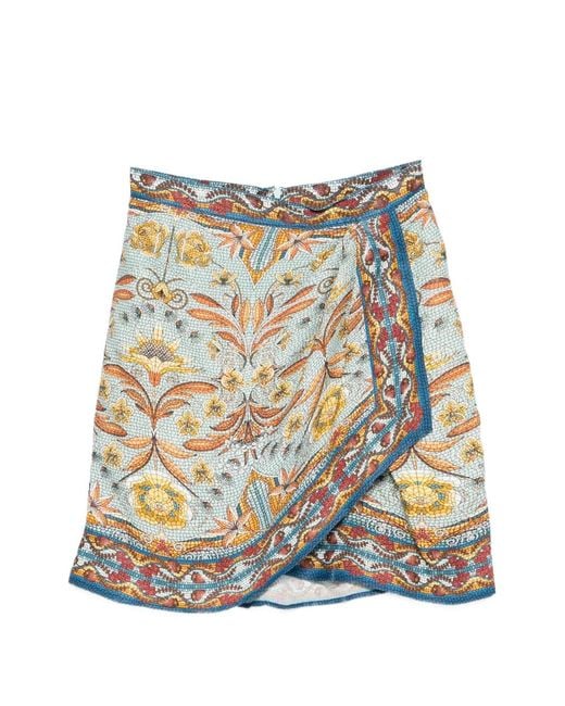 Farm Rio White Mosaic Garden Mini Wrap Skirt