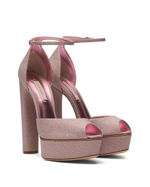 Casadei Pink Flora Platform Pumps