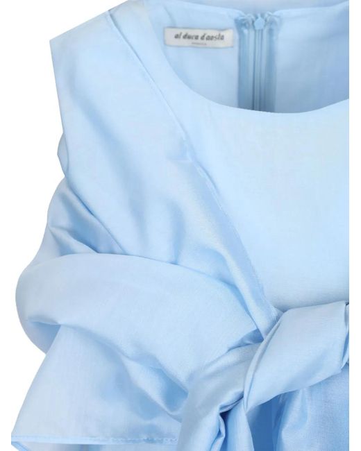Al Duca D'aosta Blue Integrated-Shawl Sleeveless Dress