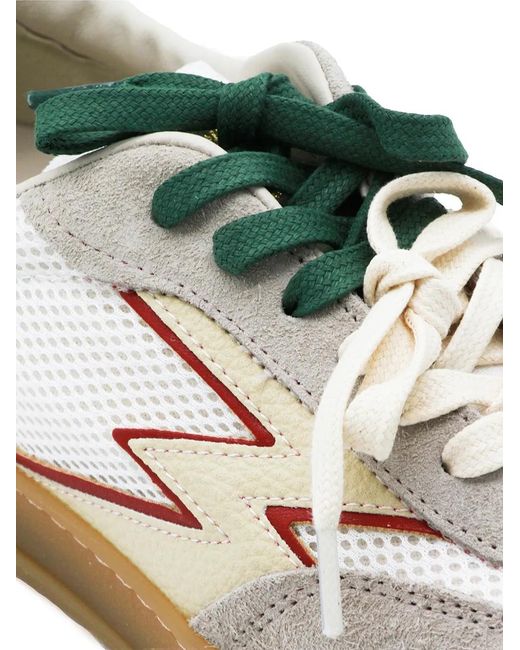 Moa Concept White Lightning-Bolt Patch Panelled Sneakers for men