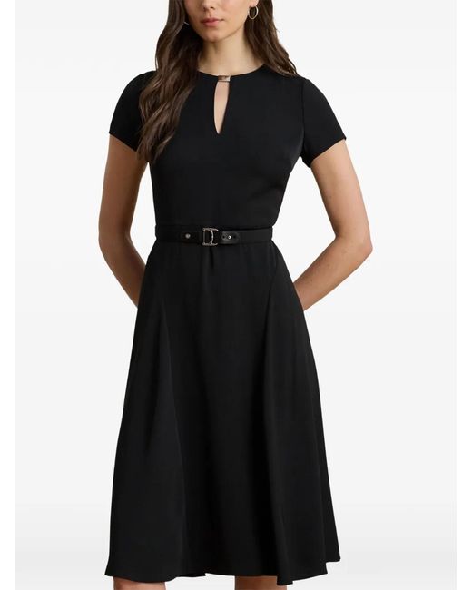 Ralph Lauren Black Keyhole-Detail Midi Dress