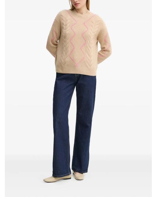 From Future Blue Cable-Knit Bmbroidered Sweater