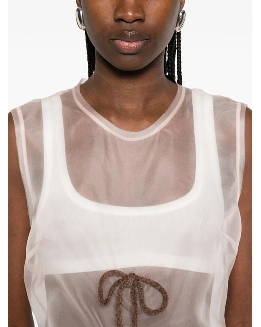 Simone Rocha White Sheer Frayed Contour Top