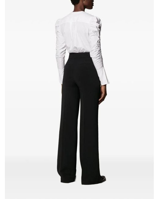 Another Tomorrow White Shirred-Sleeve Poplin Blouse