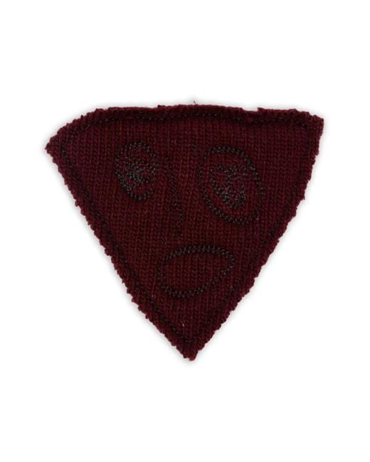 Plan C Purple Triangular-Shaped Embroidered-Detail Brooch